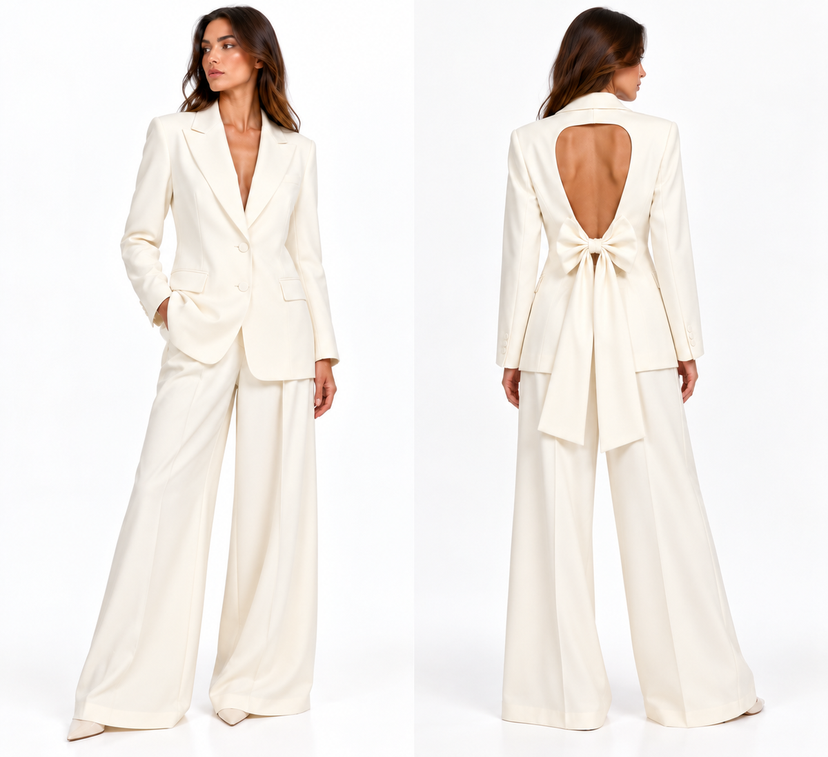 Ivory Open-Back Tailored Suit