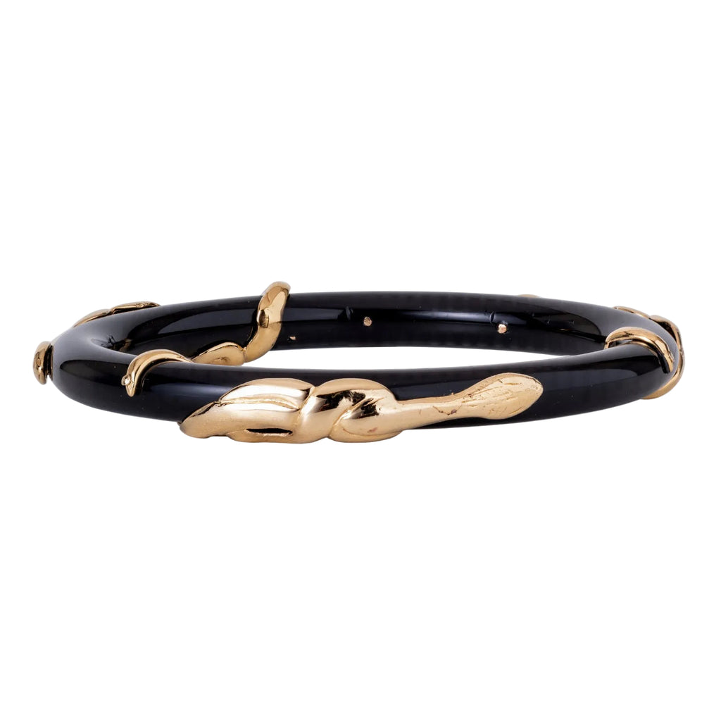 COBRA ACETATE BANGLE BRACELET - BROWN