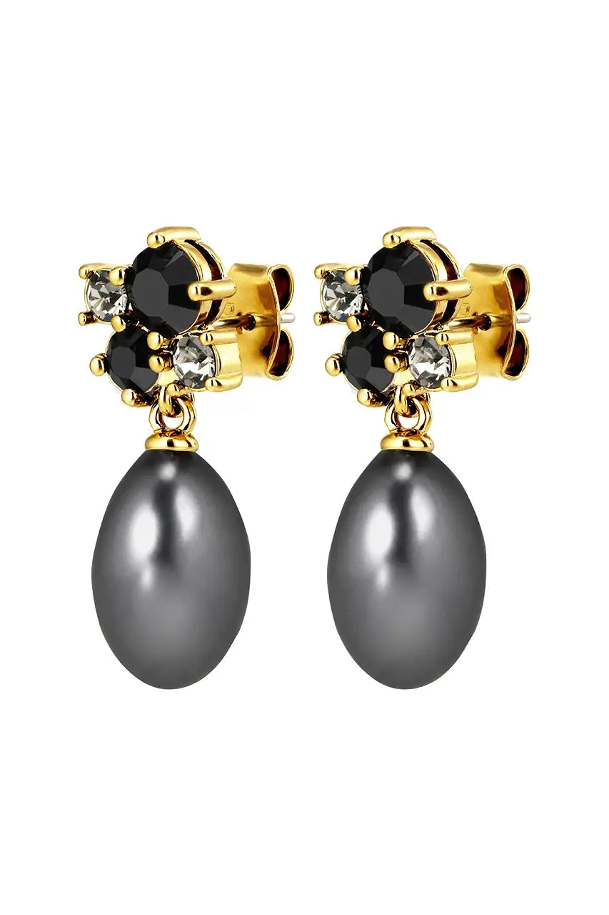 DYRBERG/KERN PETUN SG BLACK _ WHITE PEARL EARRING