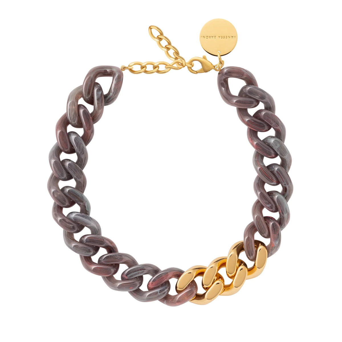 FLAT CHAIN NECKLACE WITH GOLD IKAT MARBLE