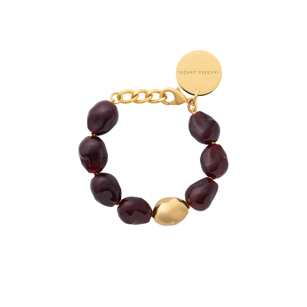 ORGANIC PEARL BRACELET WITH GOLD BORDEAUX MARBLE