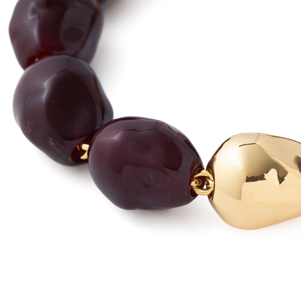 ORGANIC PEARL BRACELET WITH GOLD BORDEAUX MARBLE
