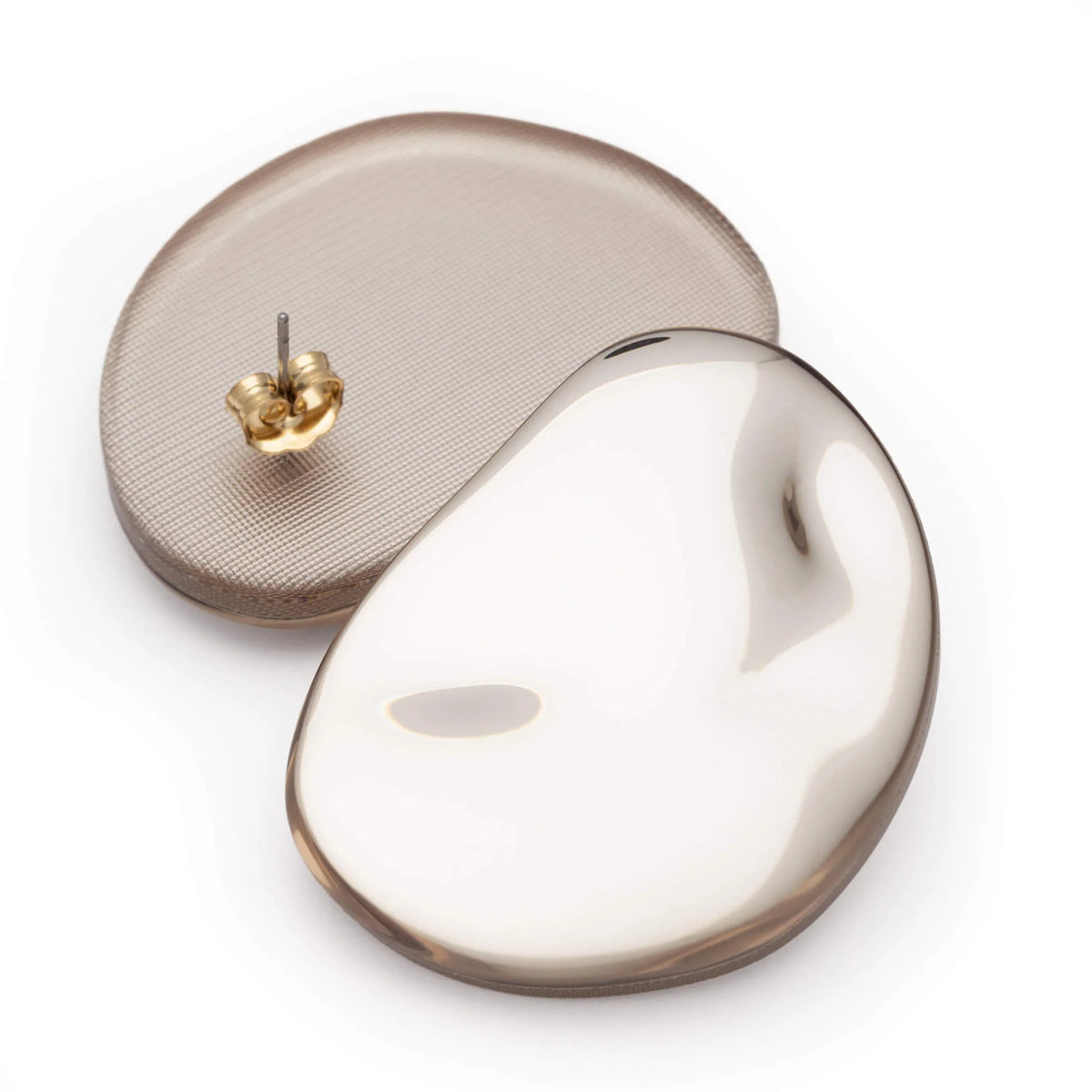 GALAXY NUGGET EARRING CLEAR TAUPE