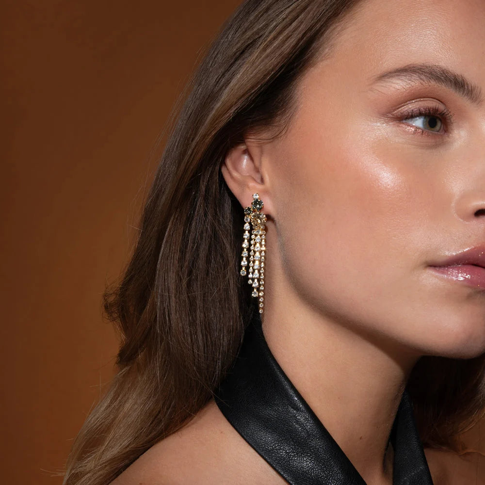 AMY EARRINGS GOLD-BLACK GOLDEN COMBO