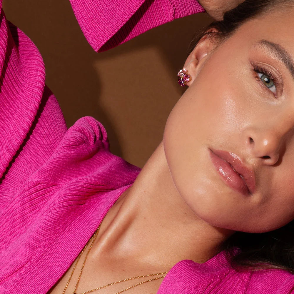 ANA EARRINGS GOLD-DARK ROSE COMBO