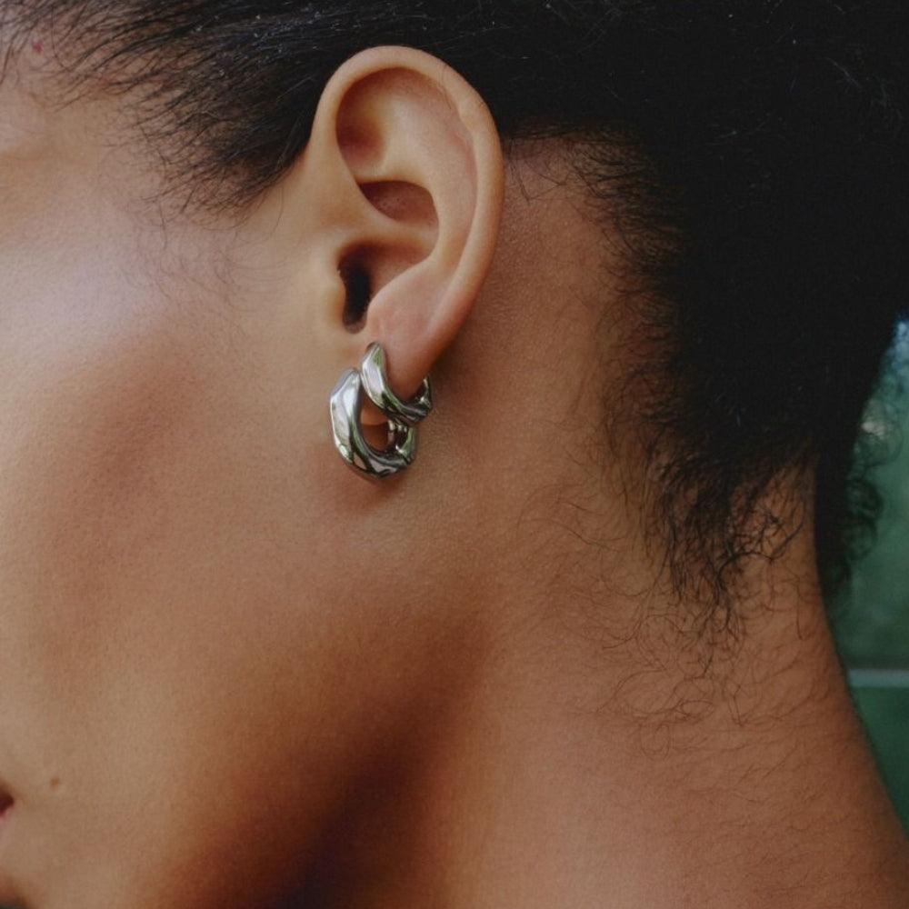Crystalite Hoops L Silver