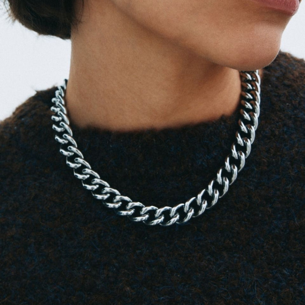 Bold Curb Chain Necklace Silver