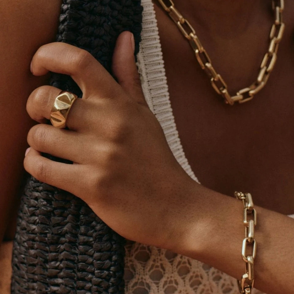 Peak Rivet Ring Gold