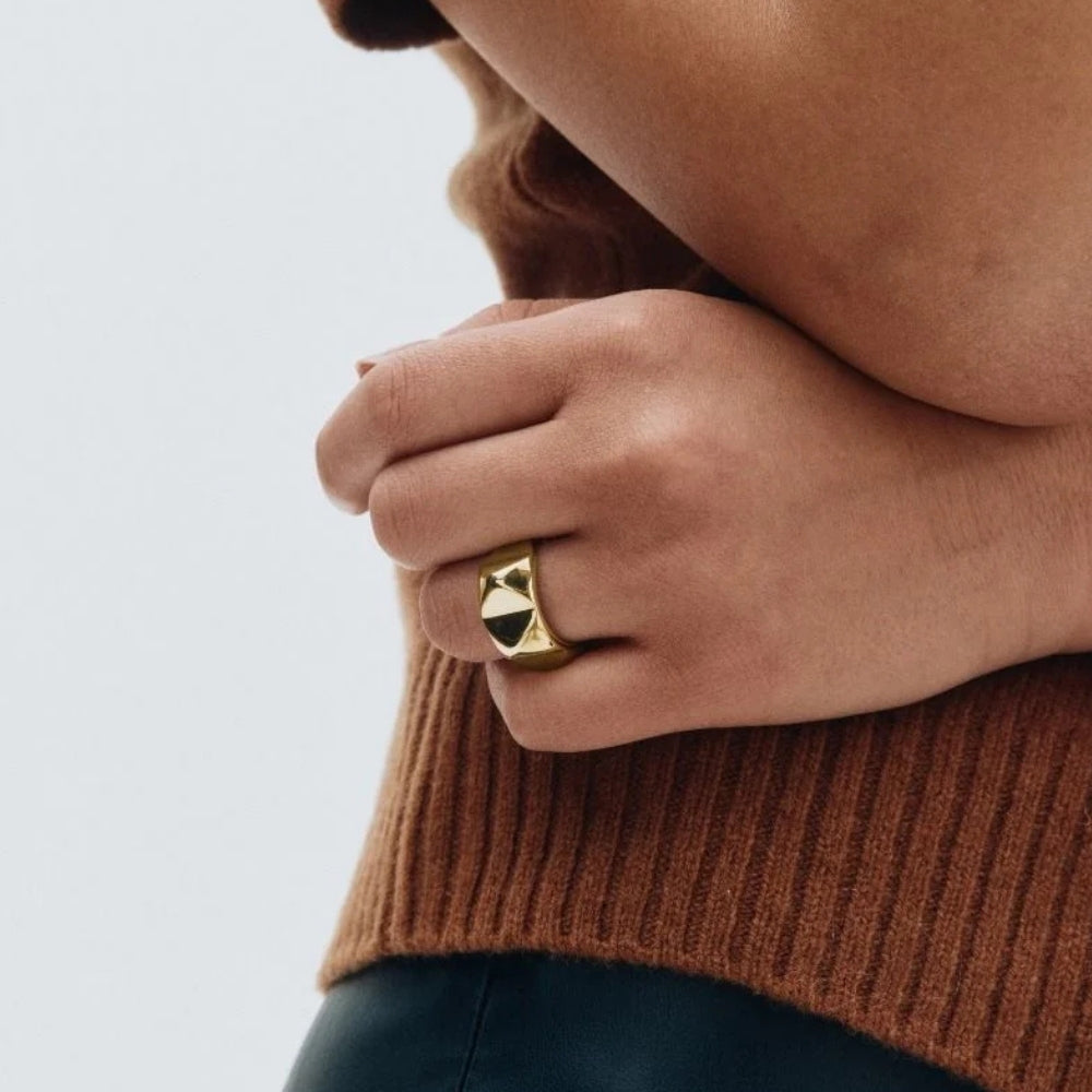 Peak Rivet Ring Gold
