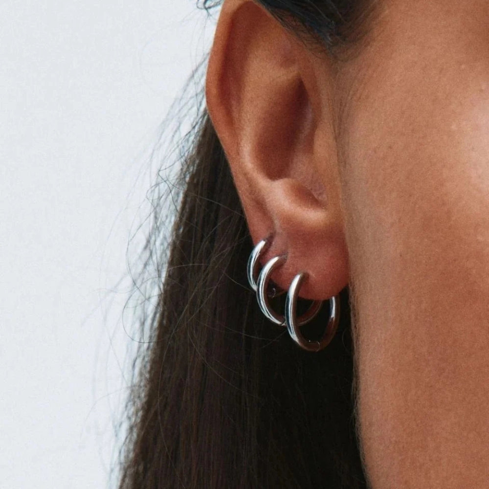 Triple Pair Hoops Silver