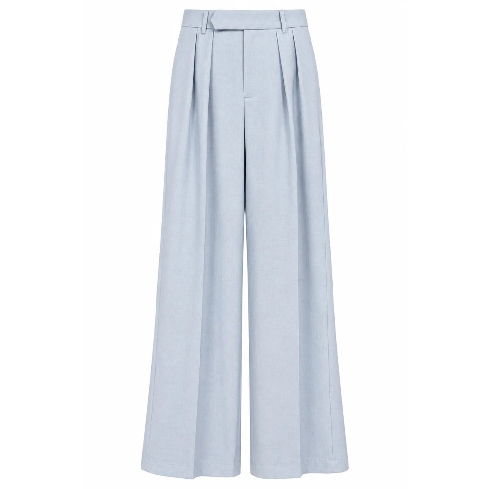 Ice Blue Wide-Leg Trousers