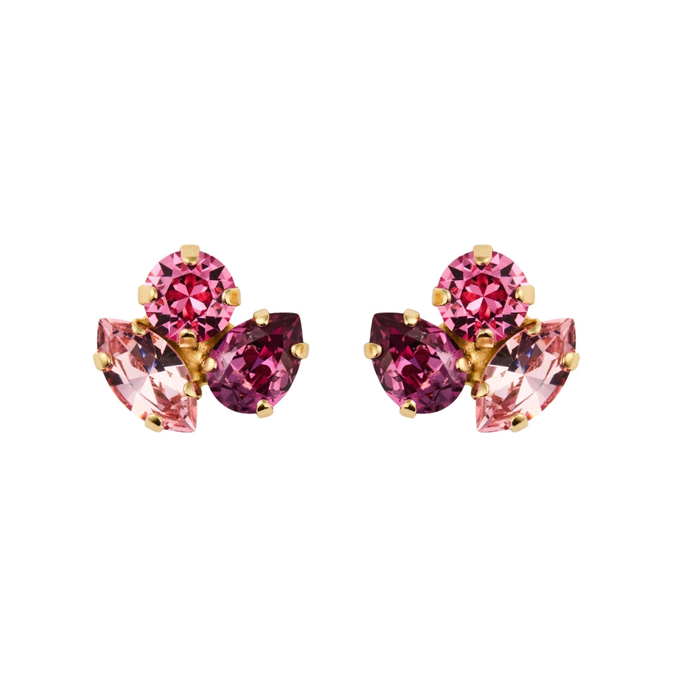 ANA EARRINGS GOLD-DARK ROSE COMBO
