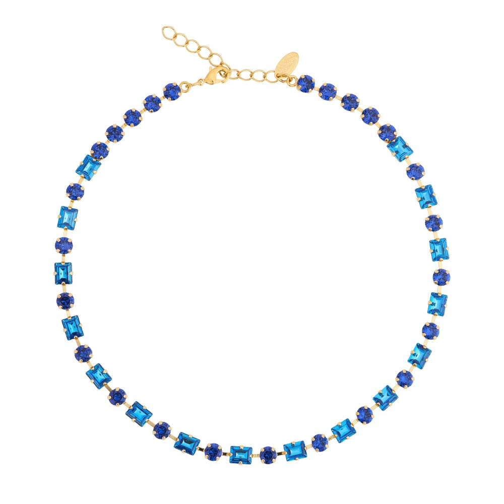 DIORA STATEMENT NECKLACE GOLD-RECREATED BLUE COMBO