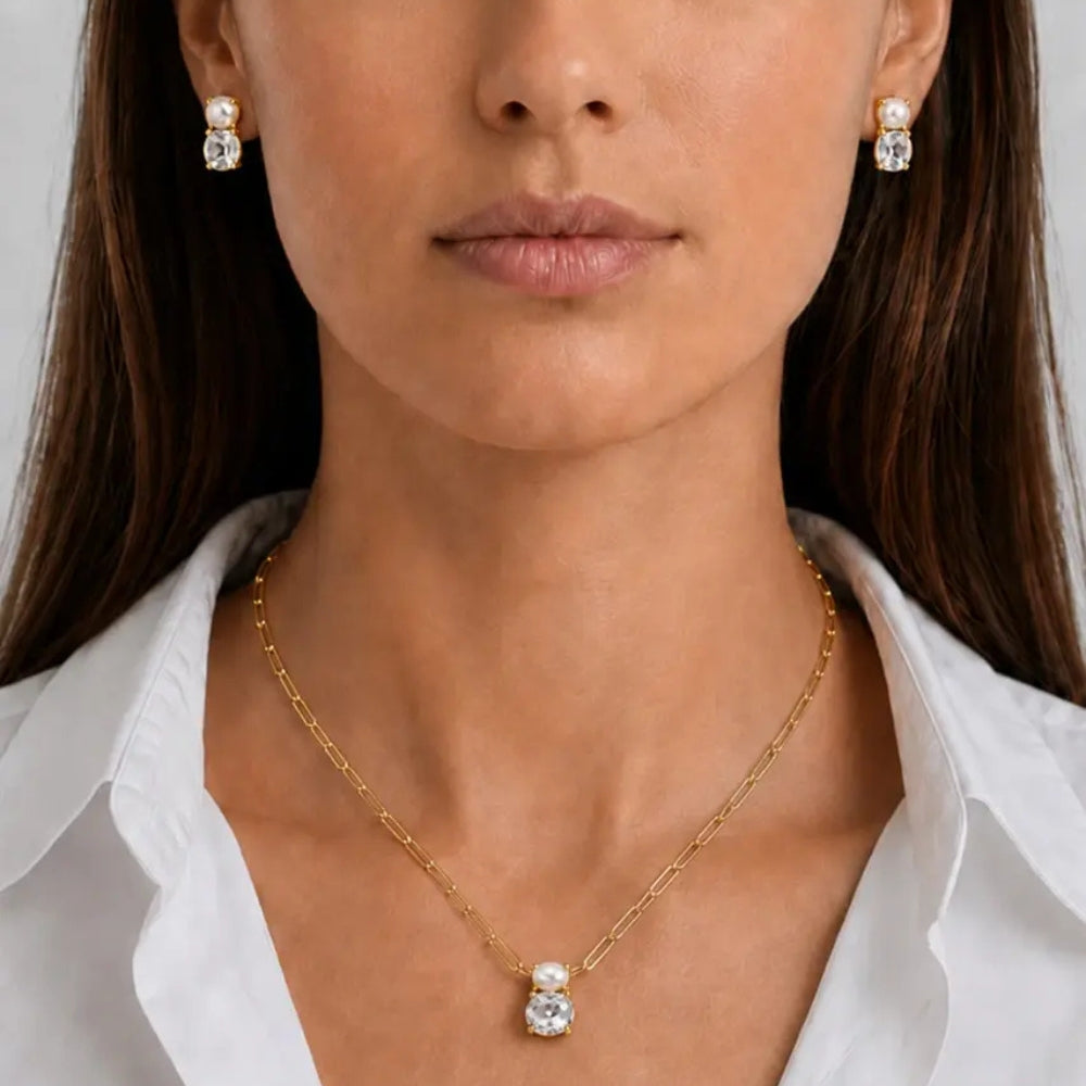 DYRBERG/KERN SERAFINE SG CRYSTAL_WHITE PEARL NECKLACE