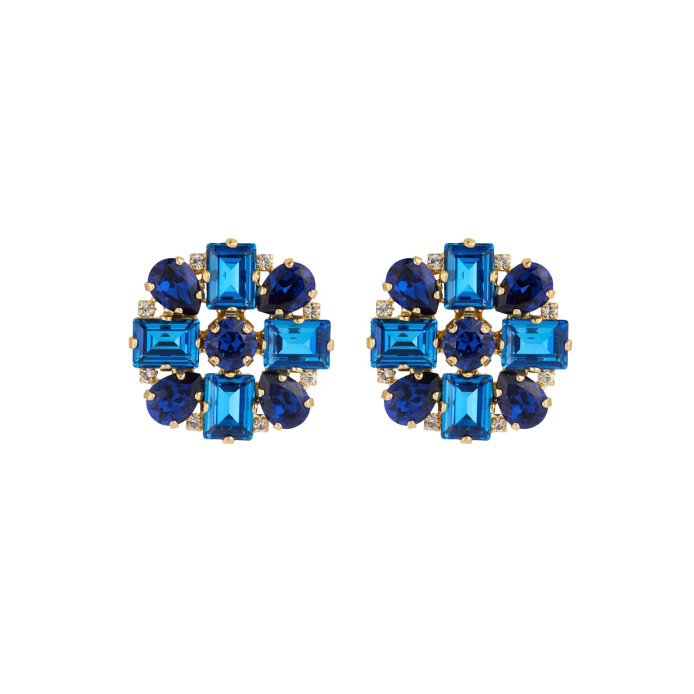 DIORA STATEMENT EARRINGS GOLD-RECREATED BLUE COMBO