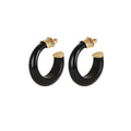 Abalone Acetate Hoop Earrings - Black