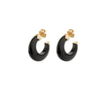 Abalone mini acetate hoop earrings - Black