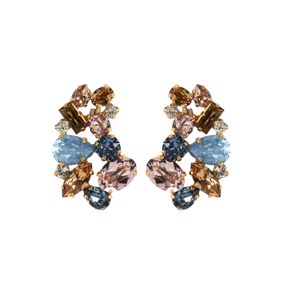 ISOLINA EARRINGS GOLD-SMOKED BLUE COMBO