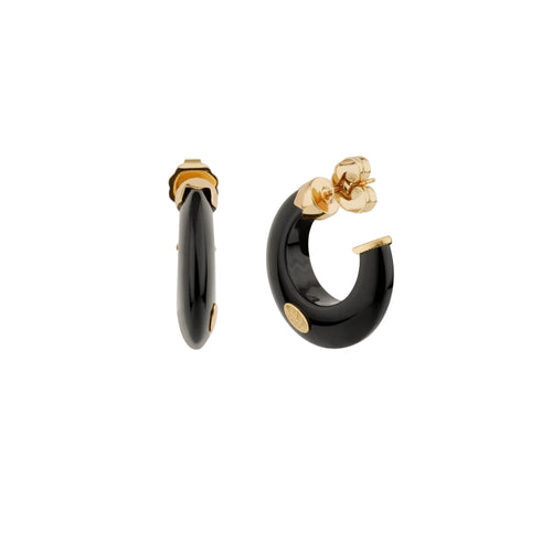 Abalone mini acetate hoop earrings - Black