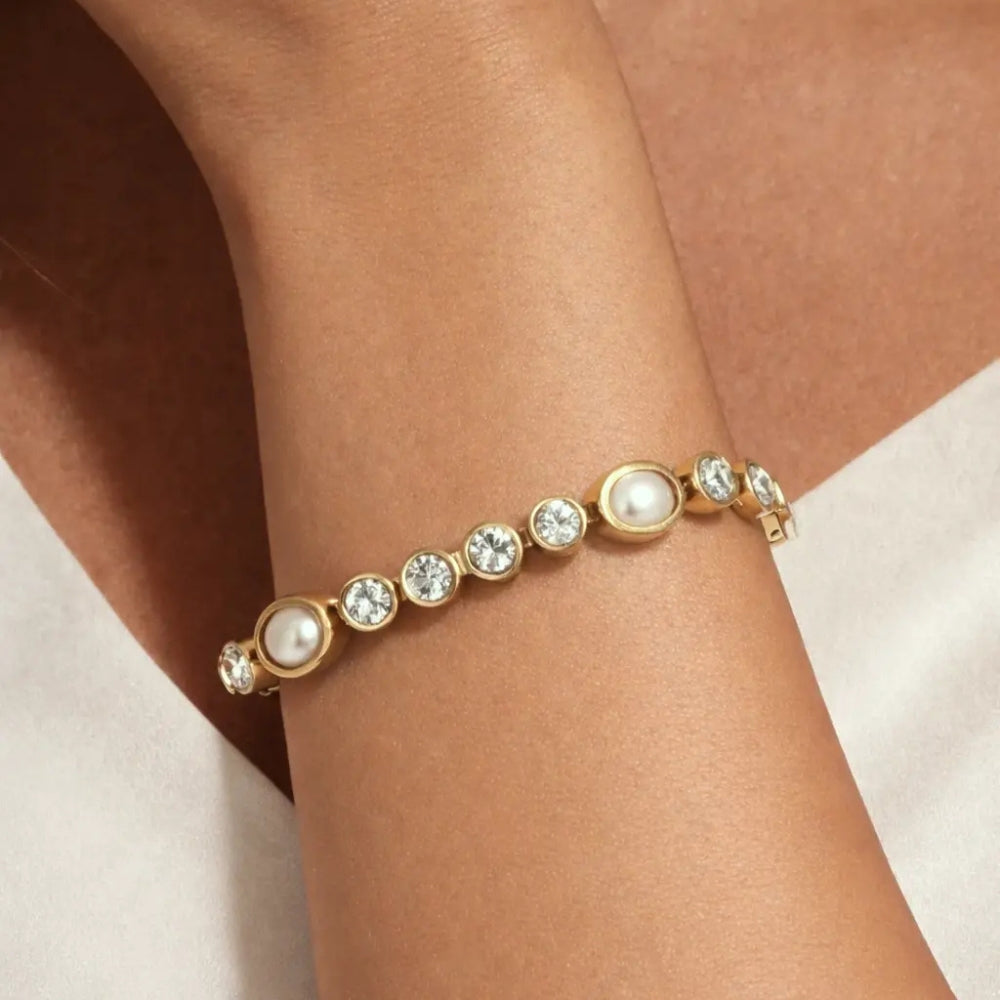 DYRBERG/KERN SOPHIA SG CRYSTAL / WHITE PEARL BRACELET
