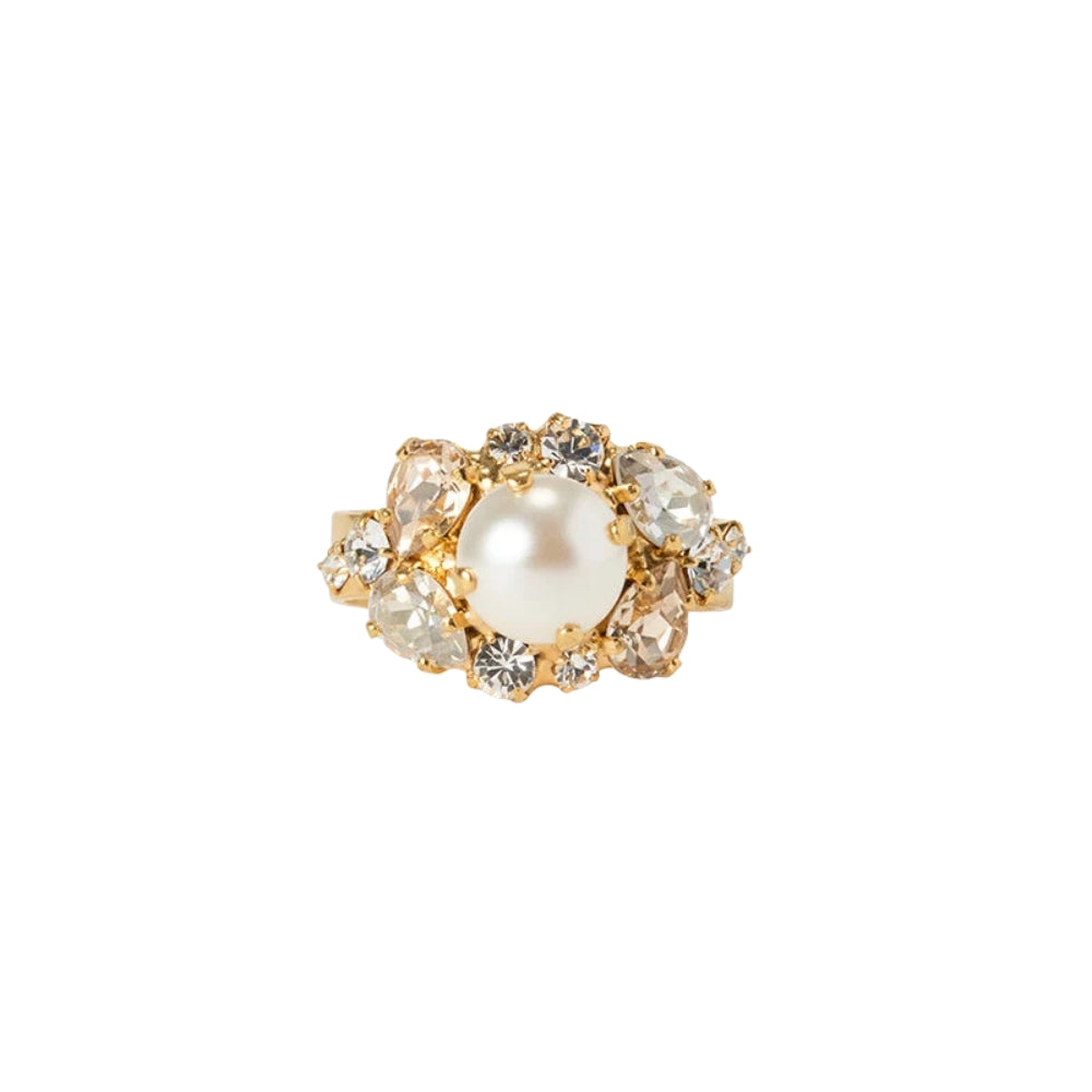 MOLLY RING GOLD-PEARL / CRYSTAL