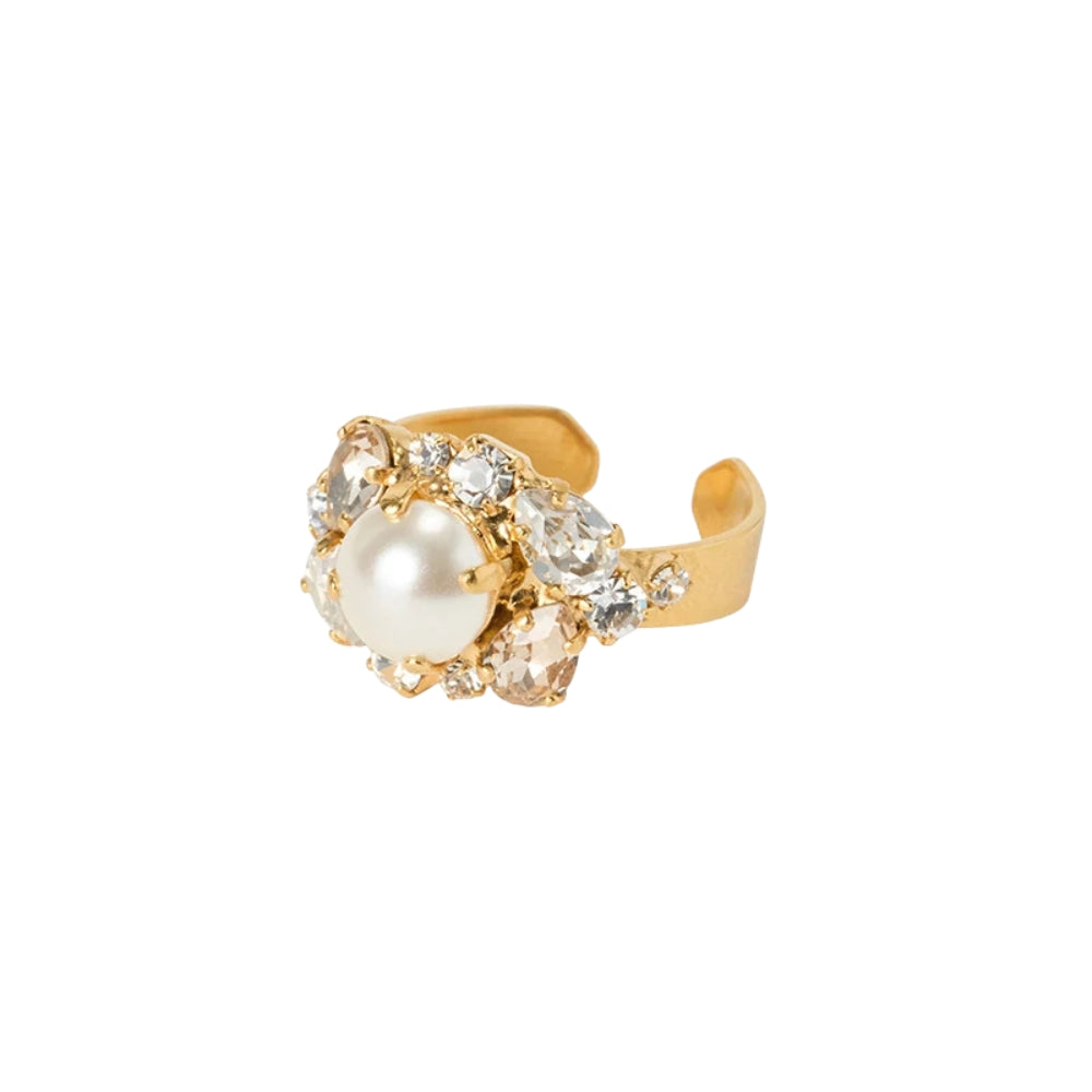 MOLLY RING GOLD-PEARL / CRYSTAL