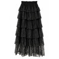 Black Lace Tiered Midi Skirt