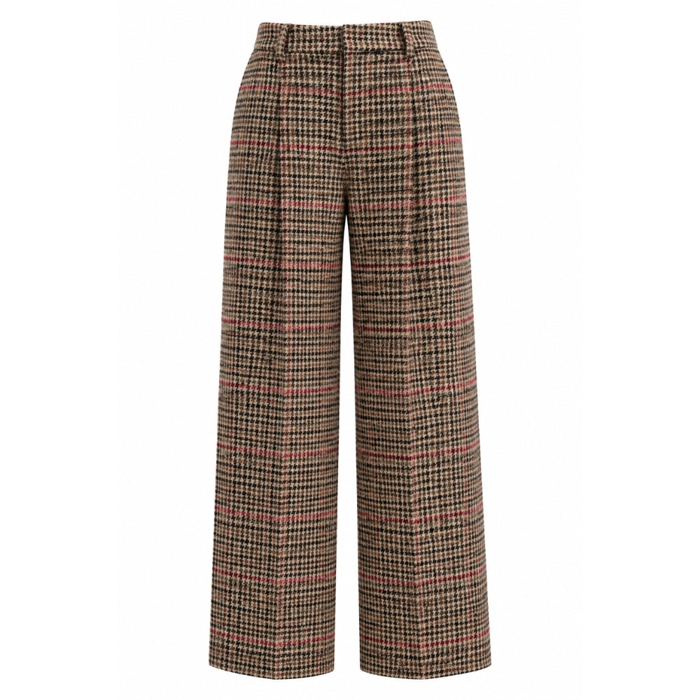 Houndstooth Wide-Leg Trousers
