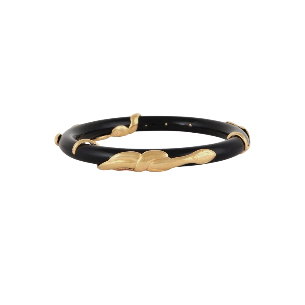 COBRA ACETATE BANGLE BRACELET- BLACK