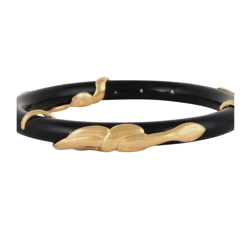 COBRA ACETATE BANGLE BRACELET- BLACK