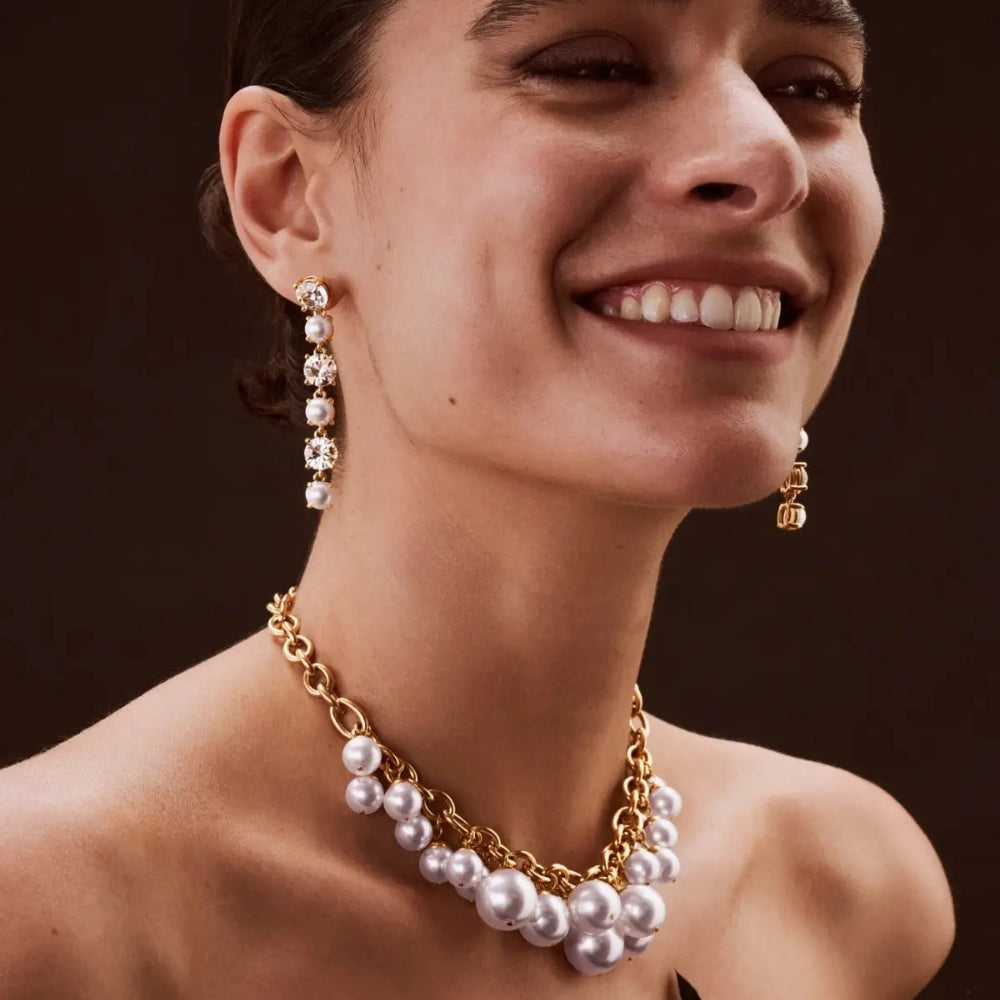 DYRBERG/KERN ECHO SG CRYSTAL_WHITE PEARL EARRING