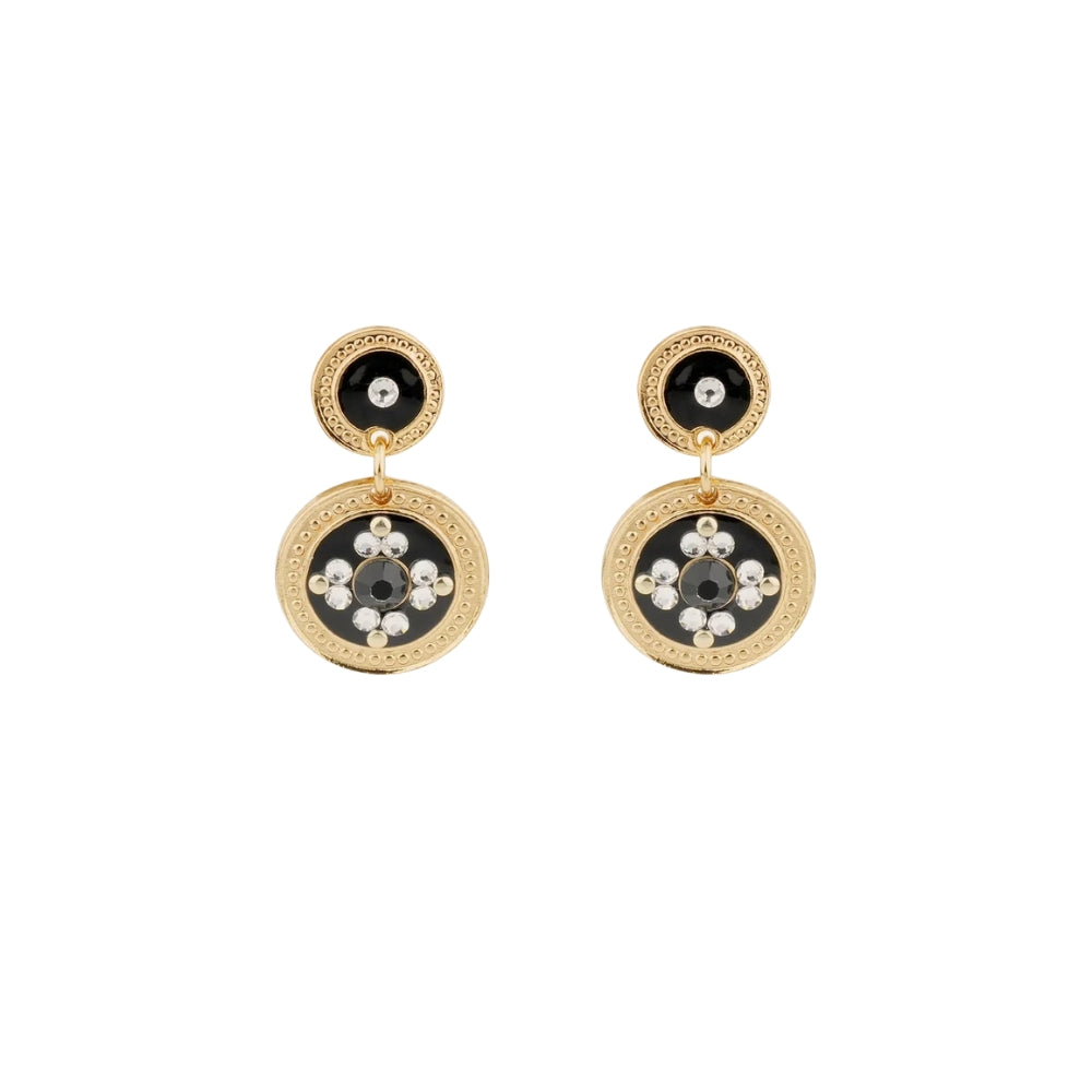 ENAMEL SEQUIN EARRINGS - BLACK