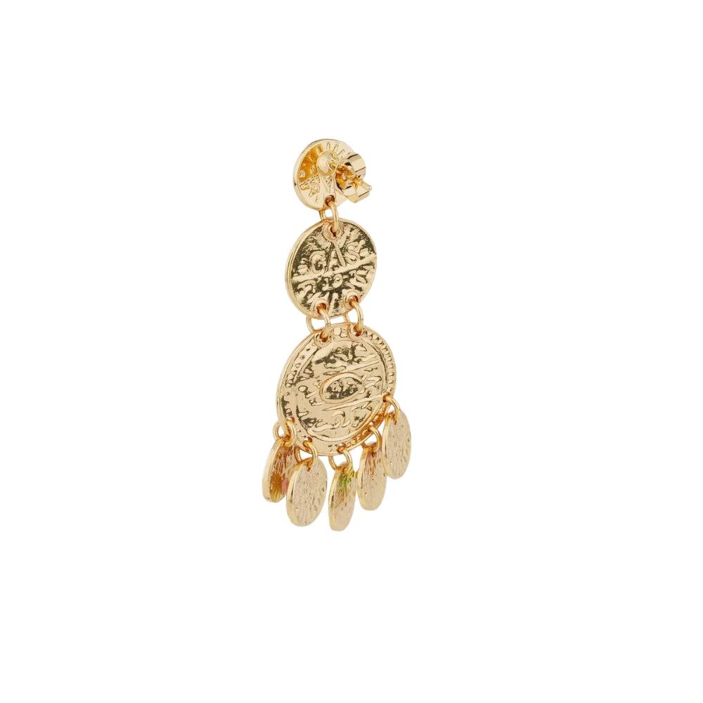 THREE-ROW ENAMEL SEQUIN EARRINGS BLACK