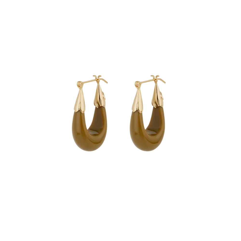 ECUME SMALL ACETATE EARRINGS - KHAKI