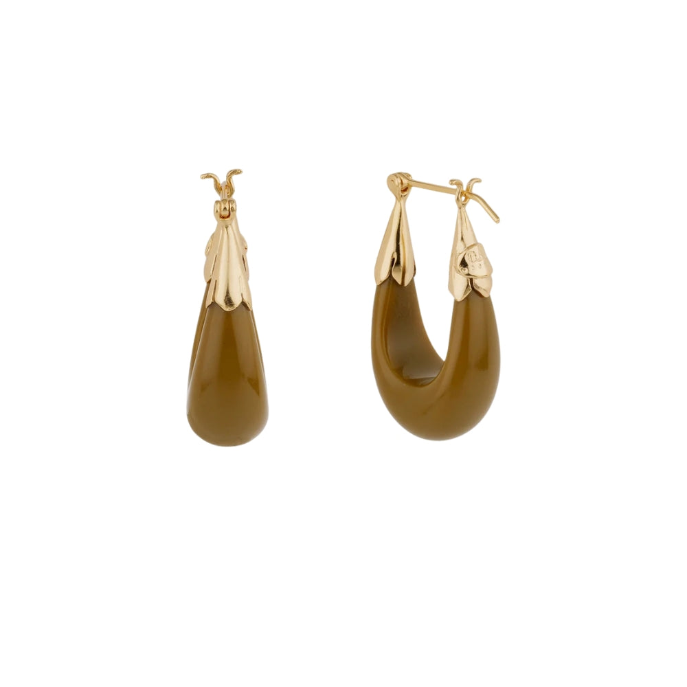 ECUME SMALL ACETATE EARRINGS - KHAKI