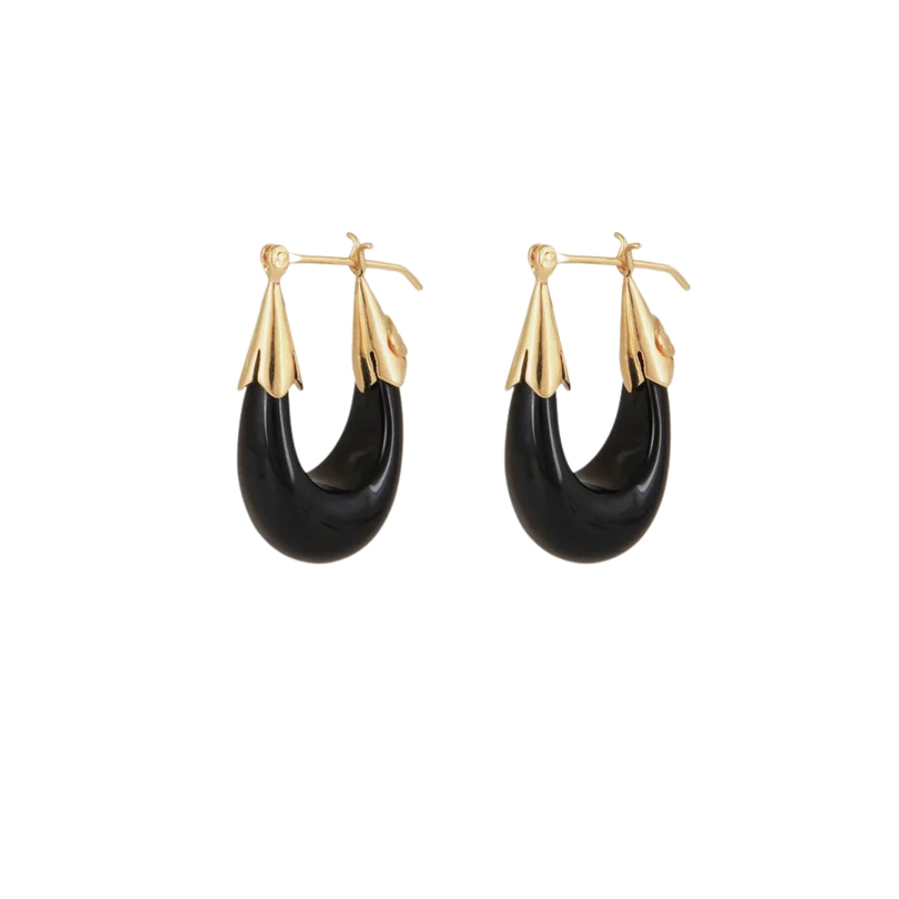ECUME SMALL ACETATE EARRINGS - BLACK