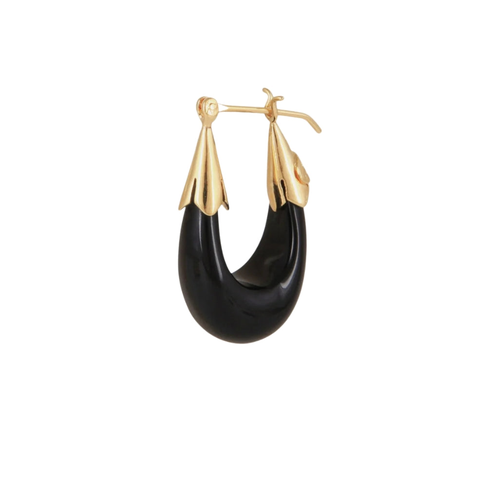 ECUME SMALL ACETATE EARRINGS - BLACK