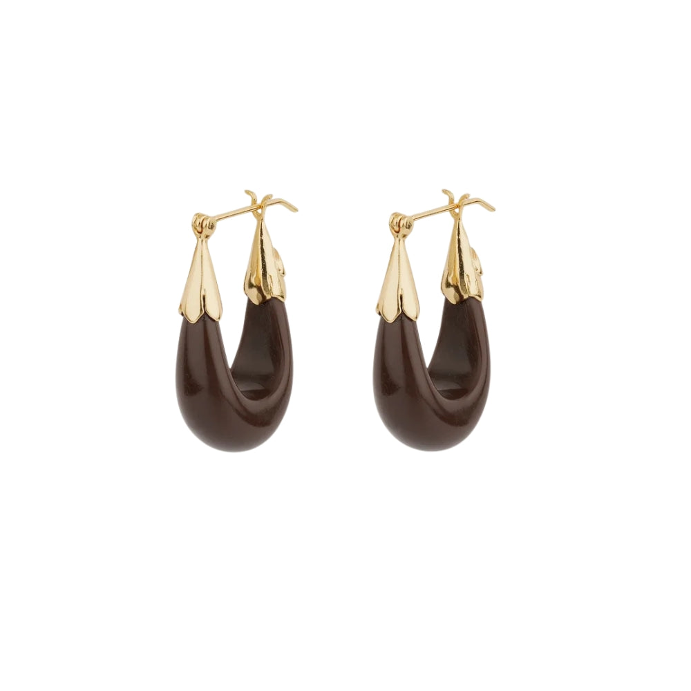 ECUME SMALL ACETATE EARRINGS - BROWN
