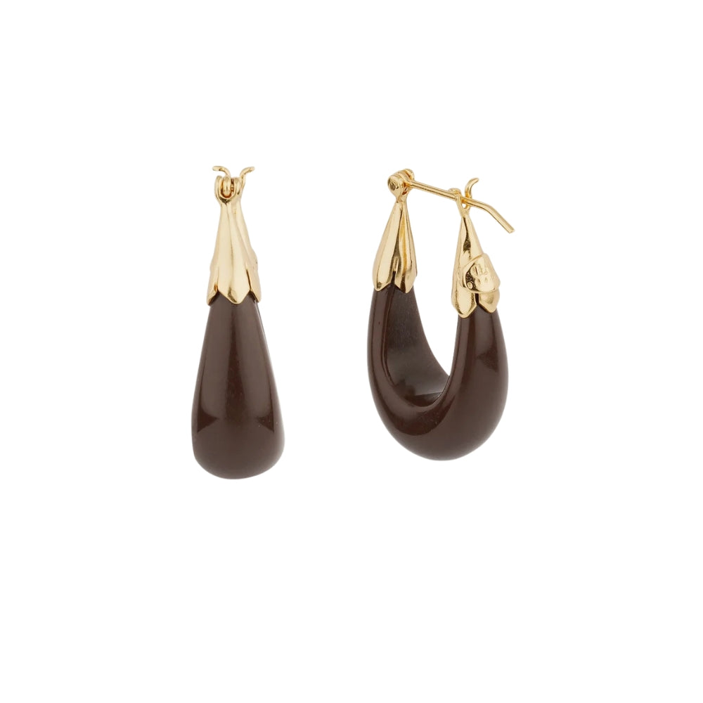ECUME SMALL ACETATE EARRINGS - BROWN
