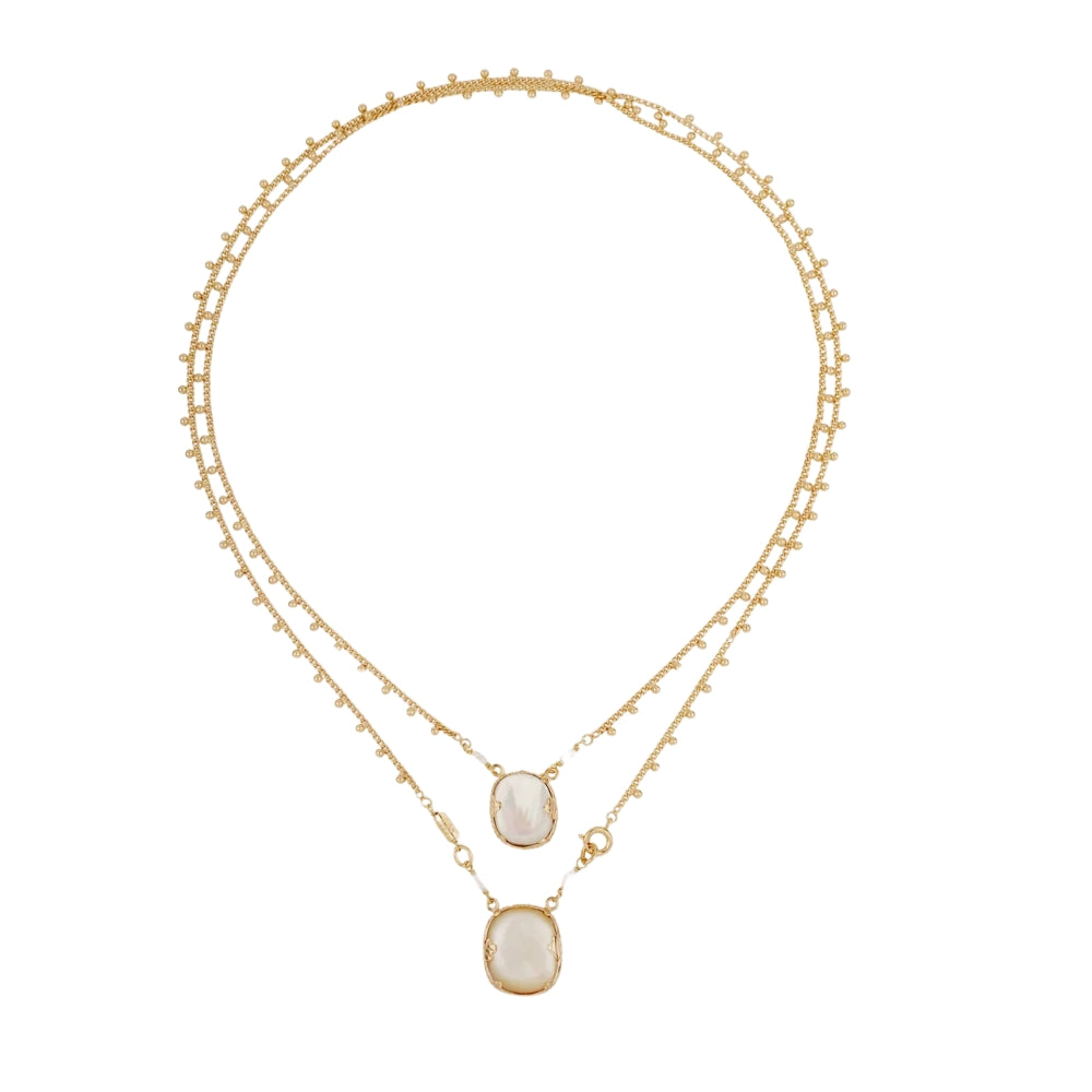 Ovo Scapular Necklace - White Mother-of-Pearl