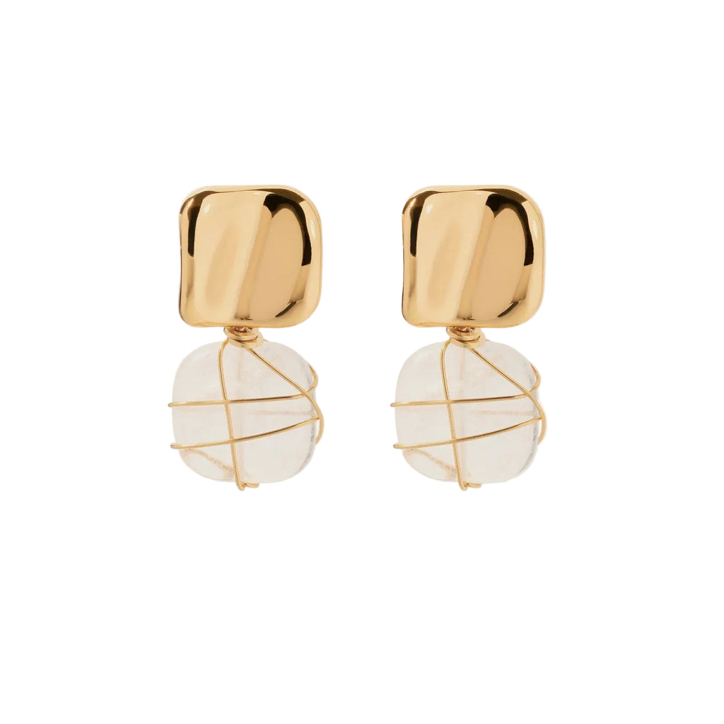 RAINBOW SQUARE EARRINGS - ROCK CRYSTAL