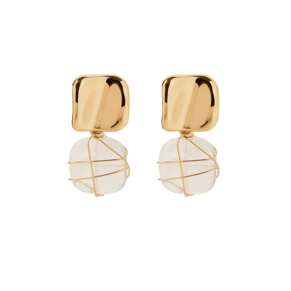 RAINBOW SQUARE EARRINGS - ROCK CRYSTAL