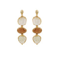 SILENE LARGE SIZE EARRINGS - WHITE MOTHER OF PEARL, WOOD, SMOKY QUARTZ