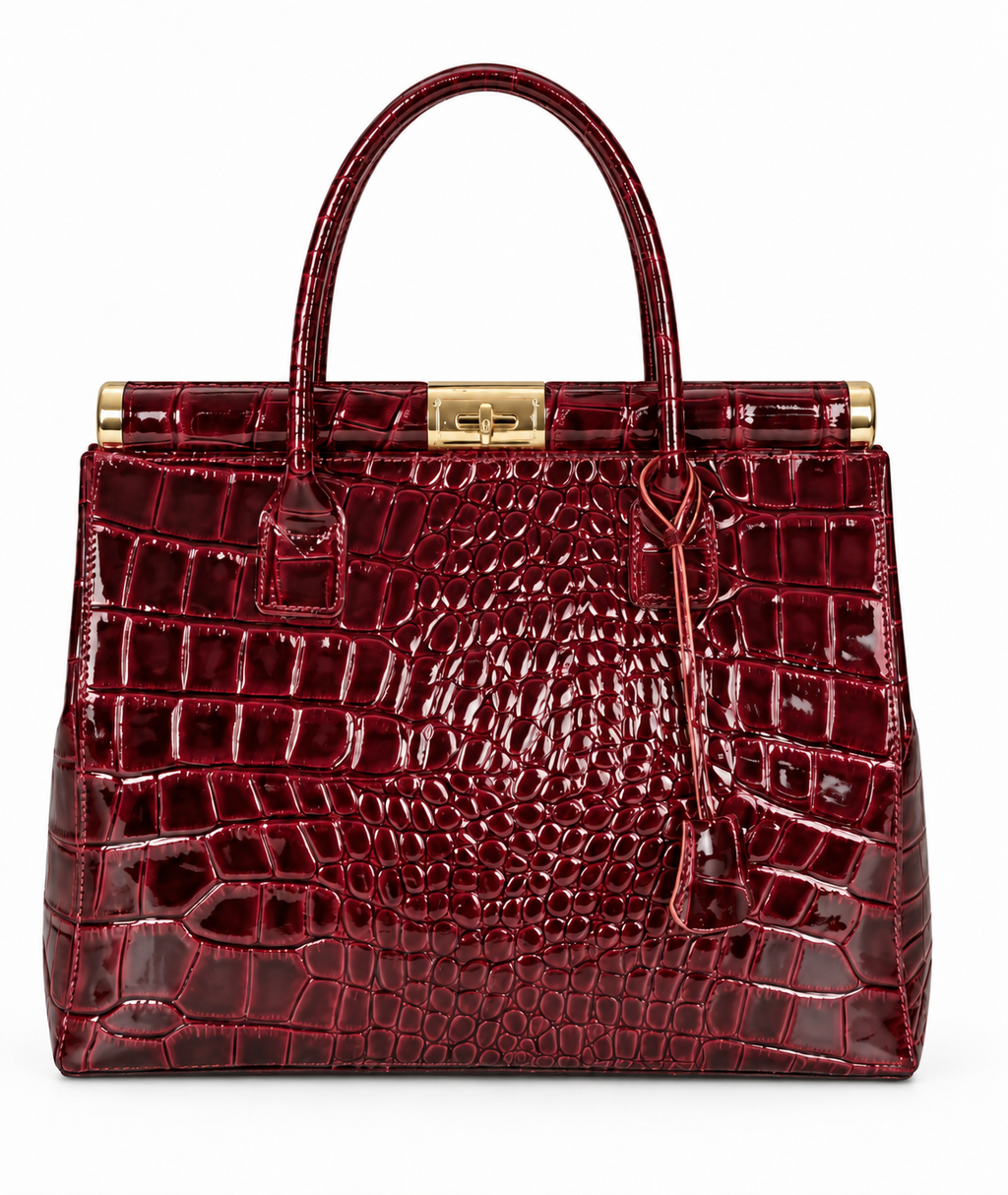 THE CHLOE - CROC TOTE - BURGUNDY