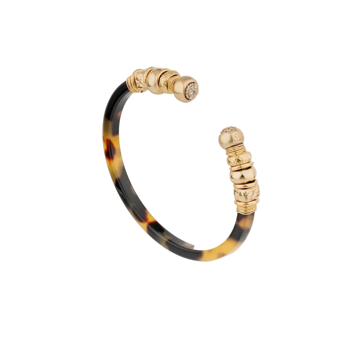 SARI ACETATE RHINESTONE BREACELET - TORTOISE