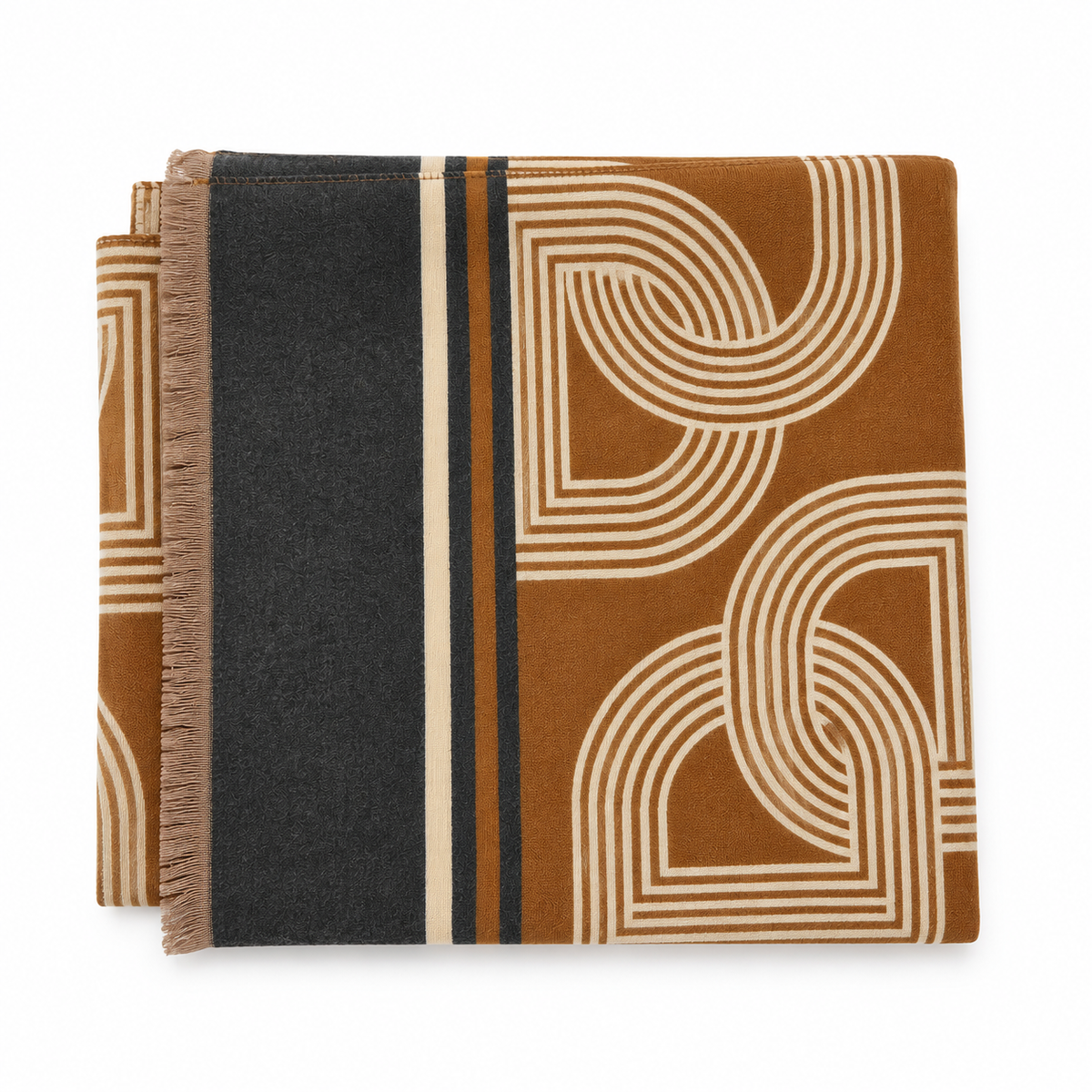Geometric Print Scarf Brown
