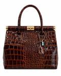 THE CLOE - CROC TOTE - DEEP BROWN