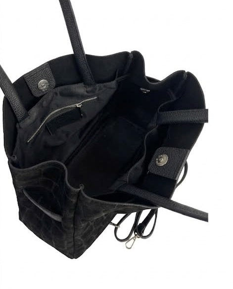 BLACK SUEDE HANDBAG