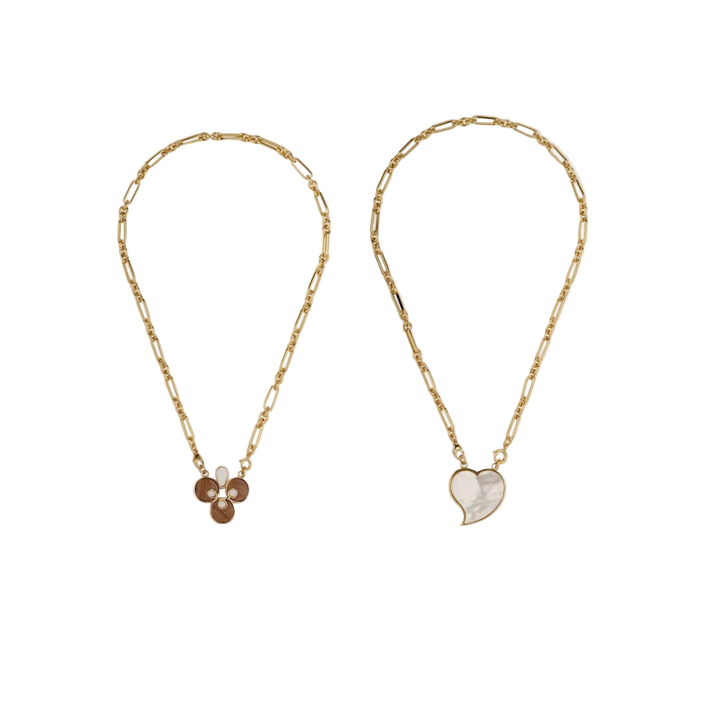 MIRAGE SCAPULAR NECKLACE - WOOD & WHITE MOTHER-OF-PEARL