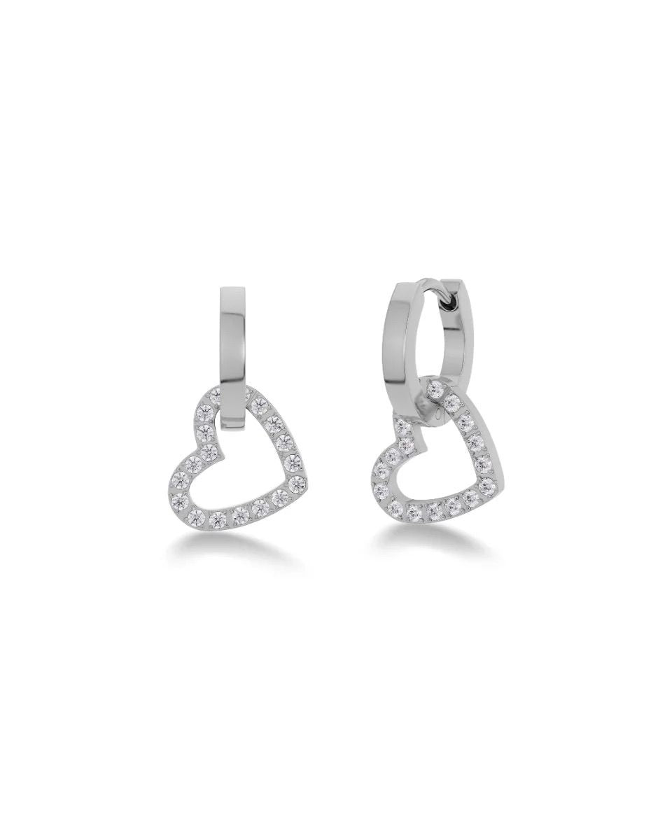 Eternal Heart Earrings Silver